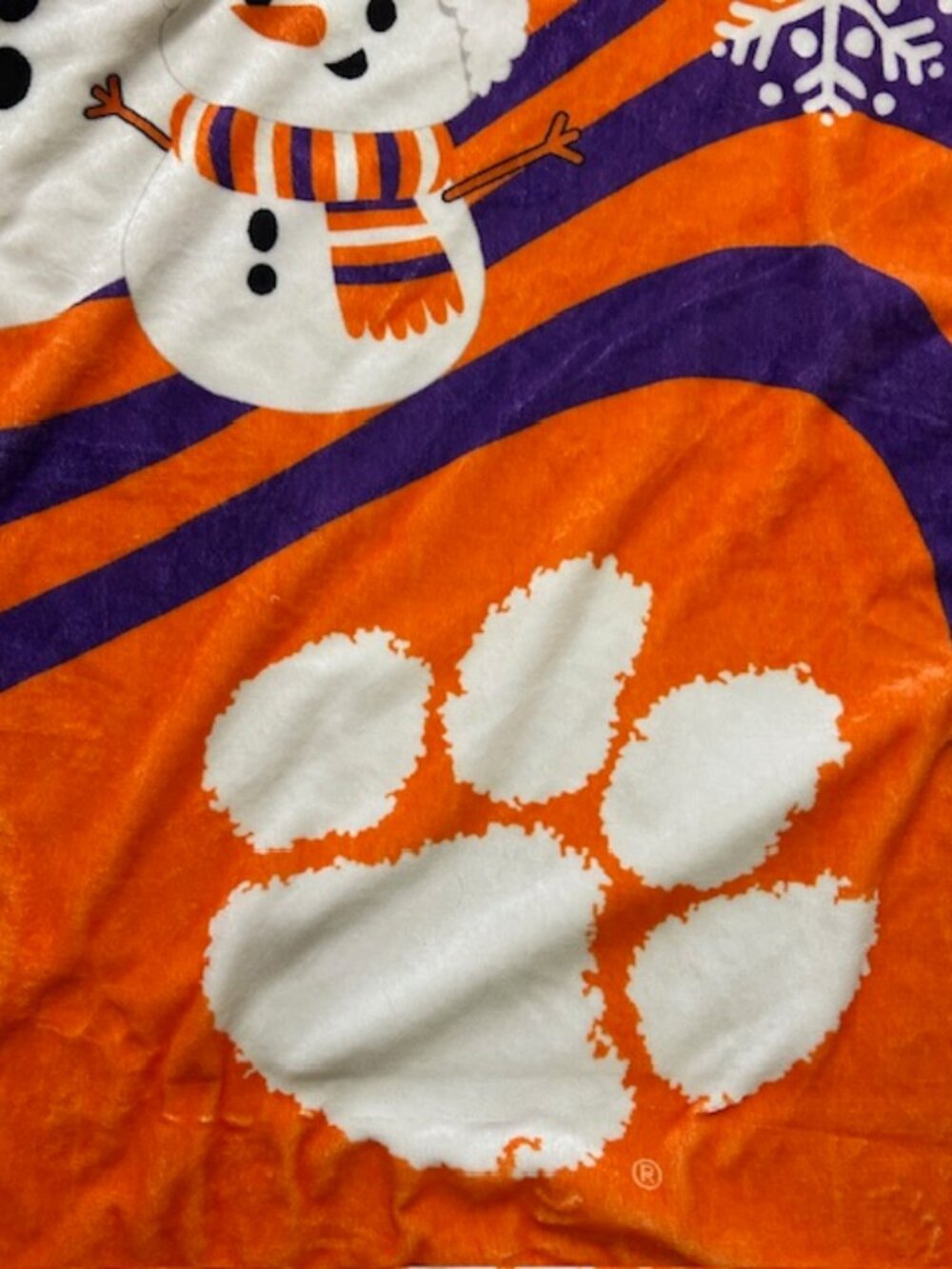 Clemson Tigers NCAA Snowman Sherpa Holiday Throw Blanket - Picture 5 of 7